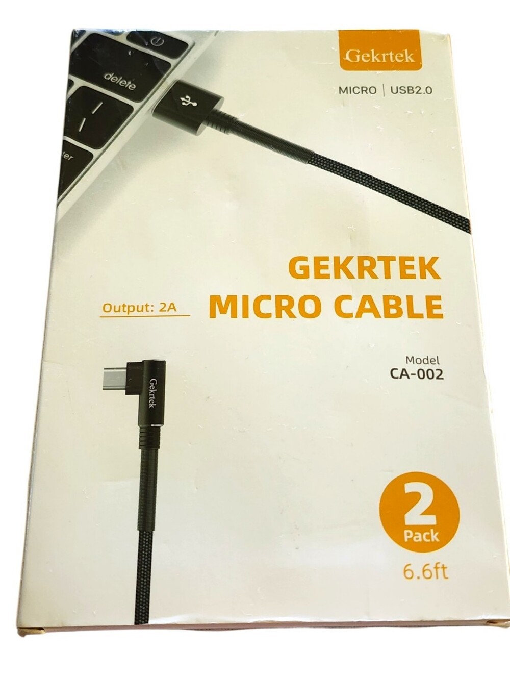 2pc Gekrtek Micro USB 2.0 cables 6.6ft, model CA-002